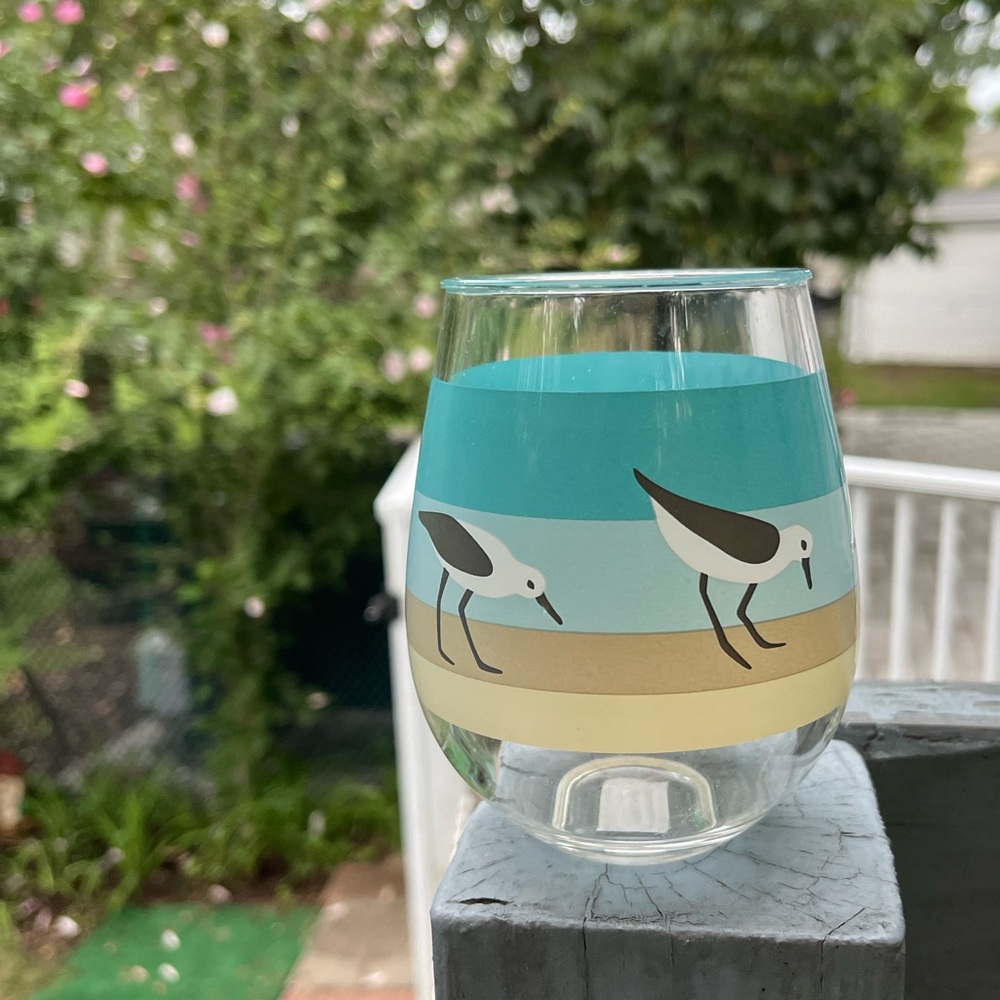 15 oz Sandpipers Acrylic Stemless Wine Glass